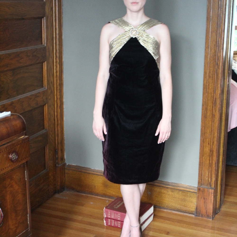 **VINTAGE** Trophy Wife Velvet Evening Dress